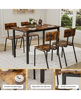 5-Piece Dining Set for 4: Kitchen Table & Chairs, Metal & Mdf, Compact