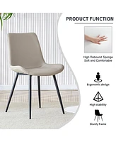 Modern 42" Round Mdf Dining Table Set with 4 Gray Pu Chairs