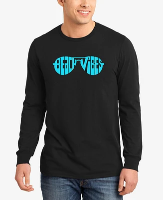 La Pop Art Men's Beach Vibes Word Long Sleeve T-Shirt