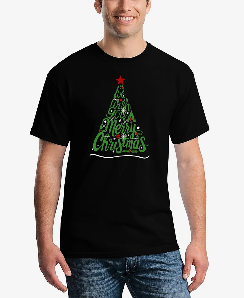 La Pop Art Men's We Wish You A Merry Christmas Word T-Shirt