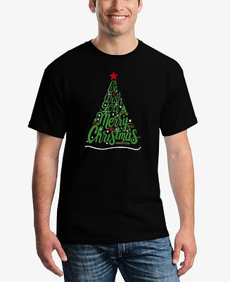 La Pop Art Men's We Wish You A Merry Christmas Word T-Shirt