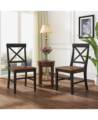 Farmhouse Dining Chair Set (2) Rustic, Stylish, Durable Acacia Wood