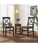 Farmhouse Dining Chair Set (2) Rustic, Stylish, Durable Acacia Wood