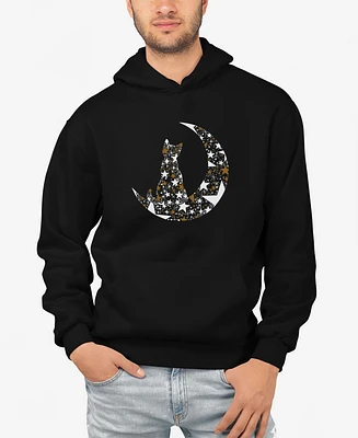 La Pop Art Men's Cat Sitting On Moon Word Hooded Sweatshirt