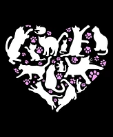 La Pop Art Men's Cat Heart Word Long Sleeve T-Shirt
