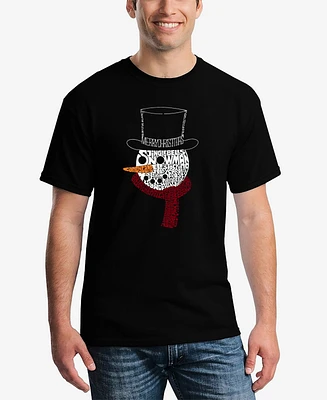 La Pop Art Men's Snowman Face Word T-Shirt