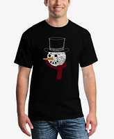 La Pop Art Men's Snowman Face Word T-Shirt