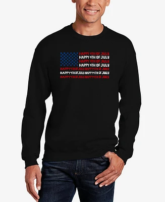 La Pop Art Men's Happy 4th of July Word Crewneck Sweatshirt