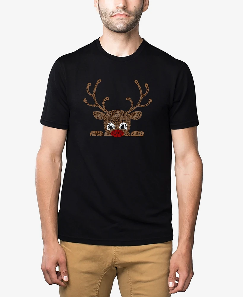 La Pop Art Men's Peeking Reindeer Premium Blend Word T-Shirt