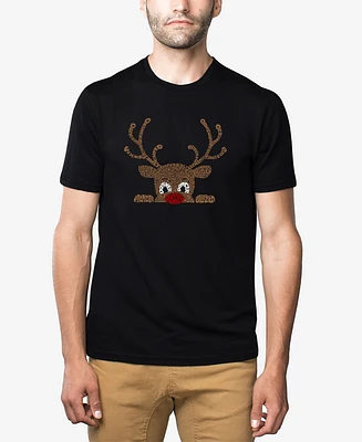 La Pop Art Men's Peeking Reindeer Premium Blend Word T-Shirt