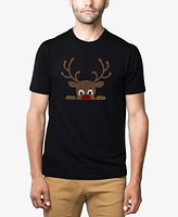 La Pop Art Men's Peeking Reindeer Premium Blend Word T-Shirt