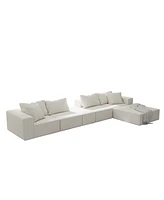 Modern Upholstered Sectional Sofa Couch Set, 132" L-Shaped