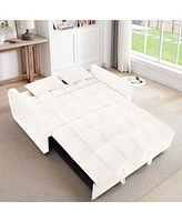 3-in-1 Modern Velvet Sofa Bed with Adjustable Back, Storage, and Pillow (Beige