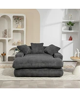 Corduroy lazy sofa With 3 back pillows,Comfy Sofa- Deep Seat Couch for Living Room,Club (Dark Gray)