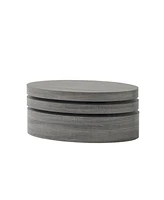 Multi-Functional Oval Rotating Coffee Table with 3 Layer Surfaces