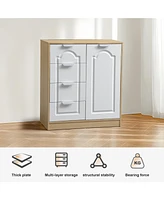 Freestanding Storage Cabinet with Adjustable Shelf and Removable Drawers