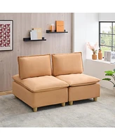 58" Pumpkin Flannel Sofa with Minimalist Row Design