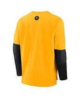 Nike Men's Gold Pittsburgh Pirates Authentic Collection City Connect Lightweight Player Tri-Blend Performance Long Sleeve T-Shirt