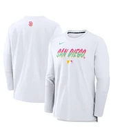 Nike Men's White San Diego Padres Authentic Collection City Connect Lightweight Player Tri-Blend Performance Long Sleeve T-Shirt