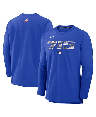 Nike Men's Royal Atlanta Braves Authentic Collection City Connect Lightweight Player Tri-Blend Performance Long Sleeve T-Shirt