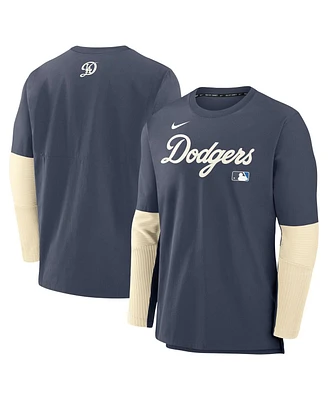 Nike Men's Navy Los Angeles Dodgers Authentic Collection City Connect Lightweight Player Tri-Blend Performance Long Sleeve T-Shirt