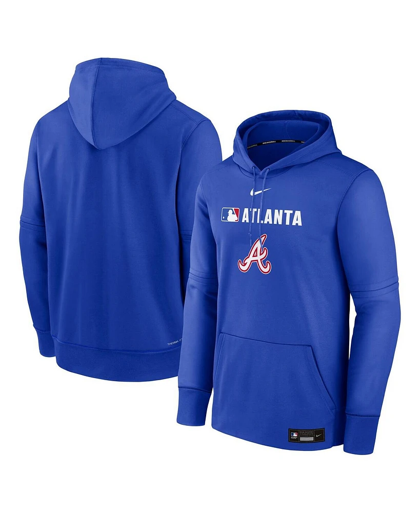 Nike Men's Royal Atlanta Braves Authentic Collection City Connect Therma Pullover Hoodie
