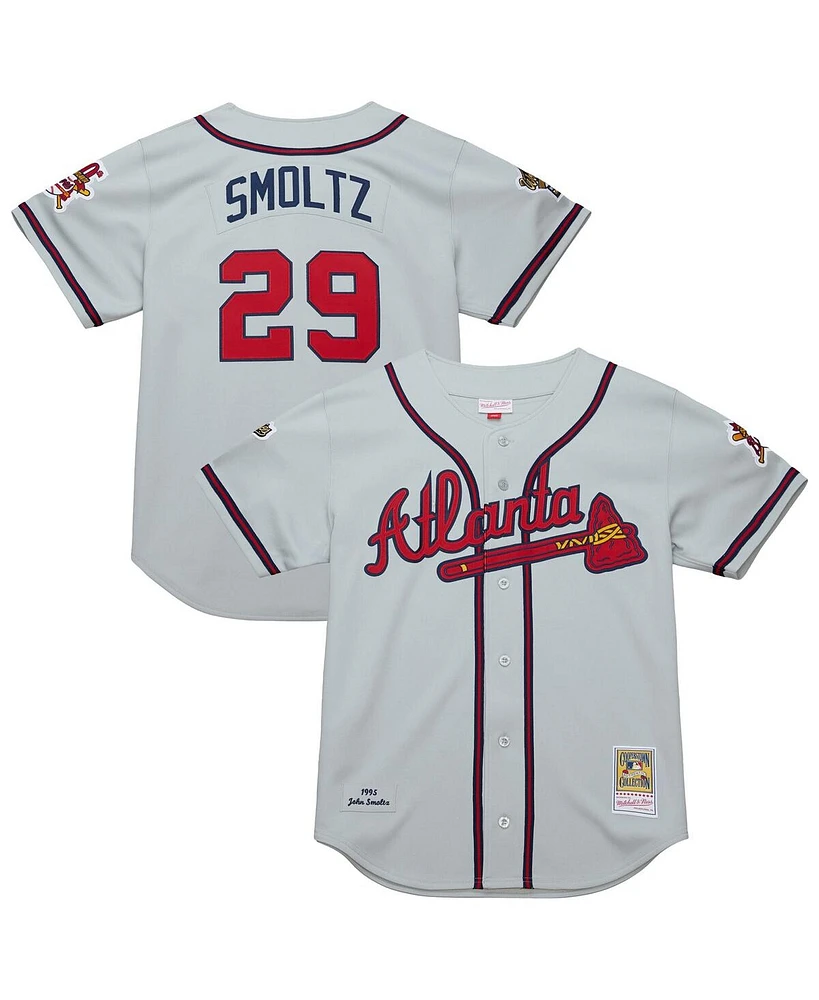 Mitchell & Ness Men's John Smoltz Gray Atlanta Braves 1995 Throwback Authentic Jersey