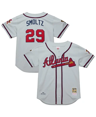 Mitchell & Ness Men's John Smoltz Gray Atlanta Braves 1995 Throwback Authentic Jersey