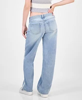 Celebrity Pink Juniors' Varsity Stripe Slouchy Straight-Leg Jeans