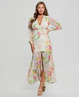 Guess Women'e Talia Tropical-Print Front-Slit Maxi Dress