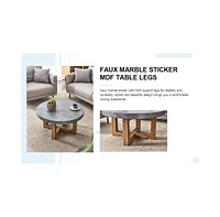 Modern Gray Textured Mdf Coffee Table, 31.4" Round