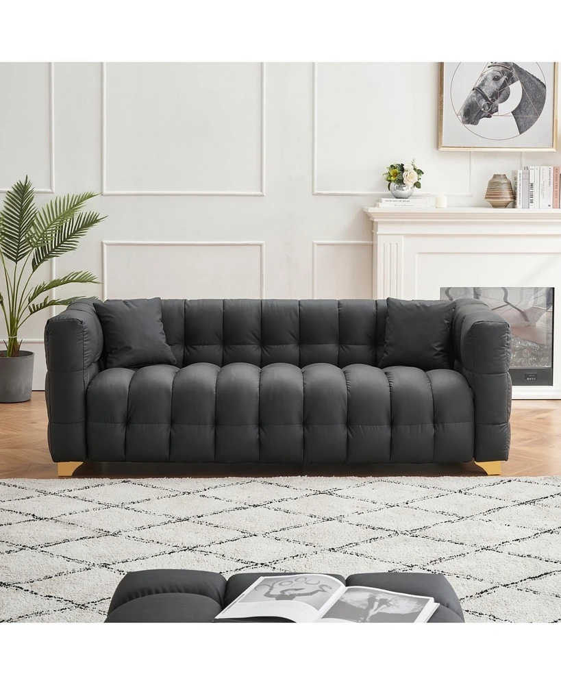 80 inches long, 21.7 inches deep, American body structure, technology fabric sofa, 3 seats waterproof and stain-proof, Black anti-cat paw sofa
