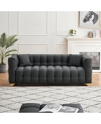 80 inches long, 21.7 inches deep, American body structure, technology fabric sofa, 3 seats waterproof and stain-proof, Black anti-cat paw sofa