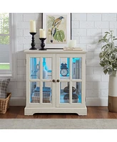 Elegant Led Curio Cabinet: Adjustable Shelves, Retro Display, Home Storage
