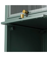 Modern 4-Tier Glass Door Cabinet: Multi-Purpose Storage for Entryway, Living Room, Bathroom