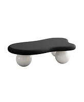 40 Inch Cloud Shaped Coffee Table with 3 Ball Legs for Living Room
