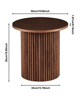 Walnut Veneer Coffee Tables (Set of 2), Farmhouse Mdf Tabletops with Metal Base