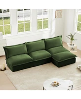 Modern Modular Sectional with Ottoman, Armless, Reversible, Chenille Fabric