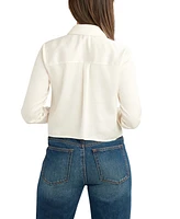 Bcx Juniors' Long-Sleeve Cropped Button-Front Blouse