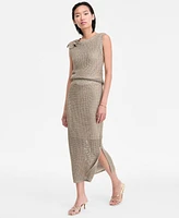 I.n.c. International Concepts Women's Metallic-Knit Skirt, Exclusively at Macy's