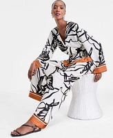 I.N.C. International Concepts Womens Peplum Top High Rise Wide Leg Pants Exclusively At Macys