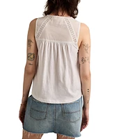 Lucky Brand Women's Embroidered Cotton Tie-Neck Top
