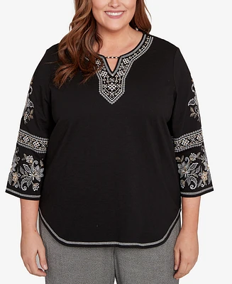 Alfred Dunner Plus Beaded Embroidered Top