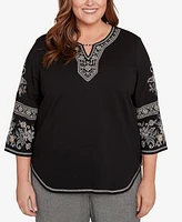 Alfred Dunner Plus Beaded Embroidered Top