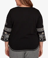 Alfred Dunner Plus Beaded Embroidered Top