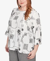 Alfred Dunner Plus Embroidered Floral Top