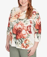 Alfred Dunner Plus Beaded Floral Top