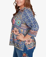 Alfred Dunner Plus Floral Patch Top