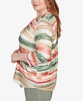 Alfred Dunner Plus Watercolor Stripe Top