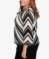 Alfred Dunner Plus Crochet Bell Sleeve Top